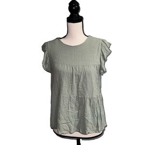 *Pink lily- Green tee shirt with ruffles